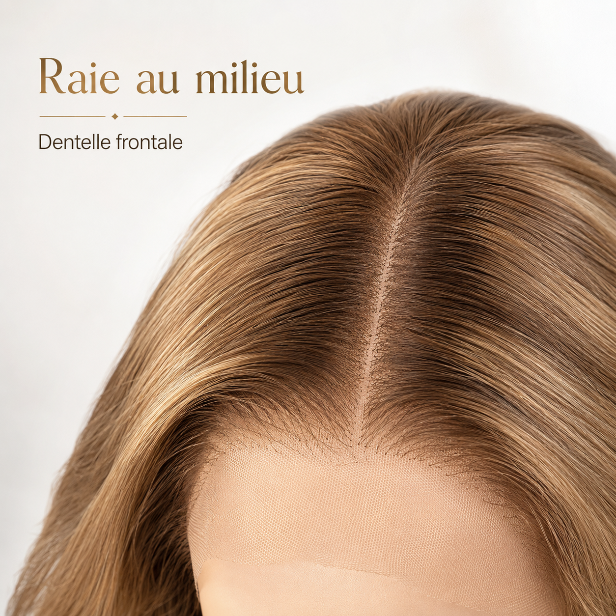 Raie au milieu et dentelle frontale perruque blond doré