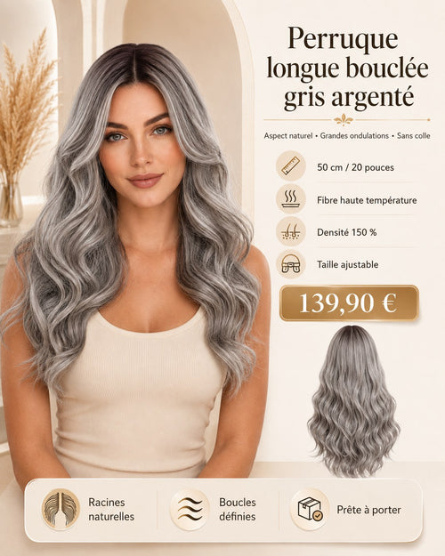 Fiche principale perruque gris argenté