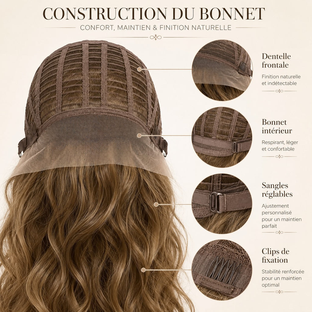 Construction du bonnet avec dentelle frontale et sangles réglables