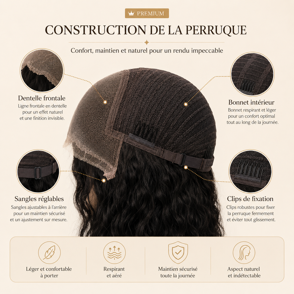 Construction intérieure de la perruque et systèmes de fixation