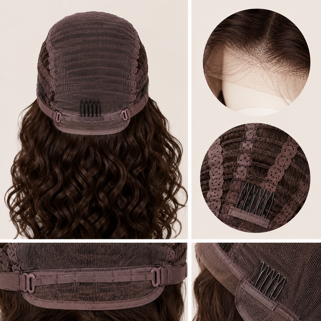 Bonnet intérieur, dentelle frontale, sangles et clips